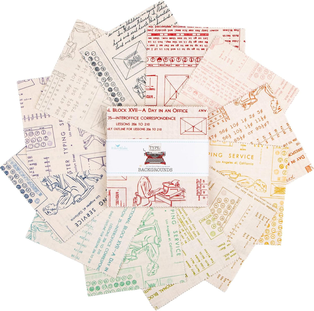 Lori Holt Type/ography B 5" Stacker 42 5-inch Squares Charm Pack Riley