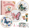 Meyocky Butterfly Flower Embroidery Kit for Beginners with Stitch