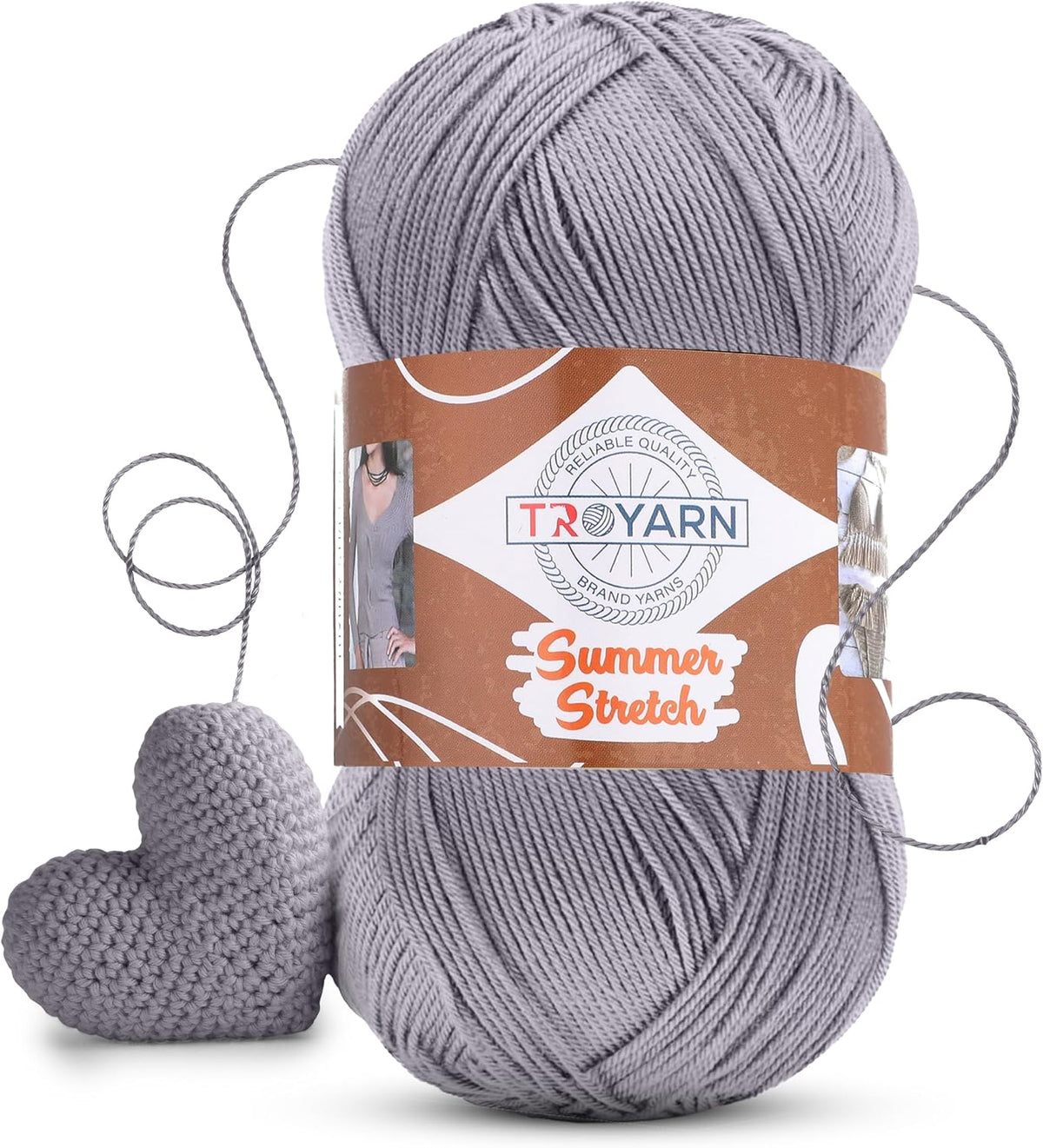 Troyarn Summer Stretch Acrylic Yarn for Crocheting - 1 Skein Grey Yarn