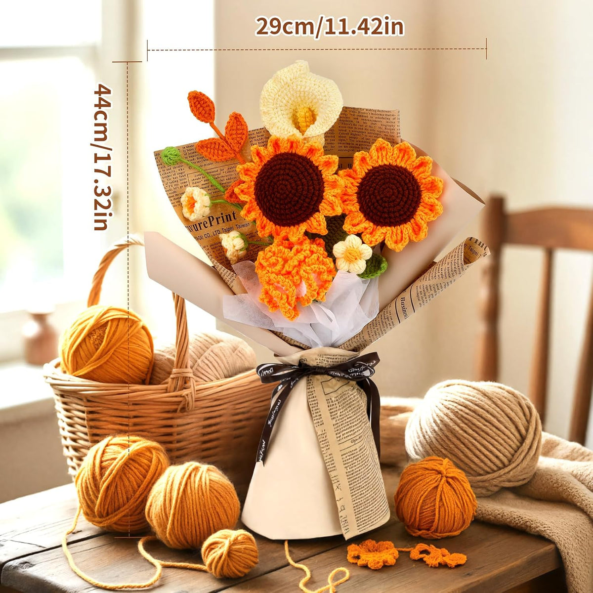 Kogyxe Crochet Kit for Beginners Sunflower Crochet Flowers for Adults