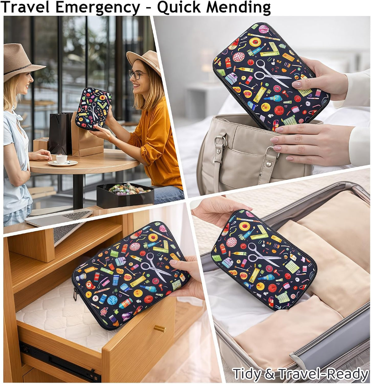 Portable Sewing Kit, 24 Color Threads, Sewing Supplies Organizer with