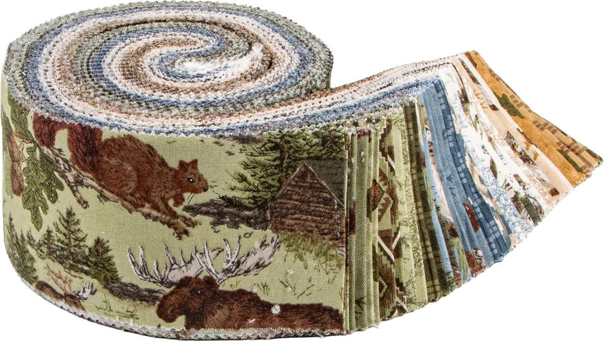 Whispering Pines Rolie Polie 40 2.5-inch Strips Jelly Roll Riley Blake
