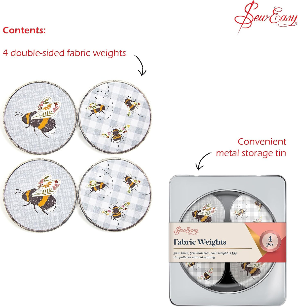 Sew Easy Pattern Fabric Weights - for Sewing, Crafts, Pattern Cutting
