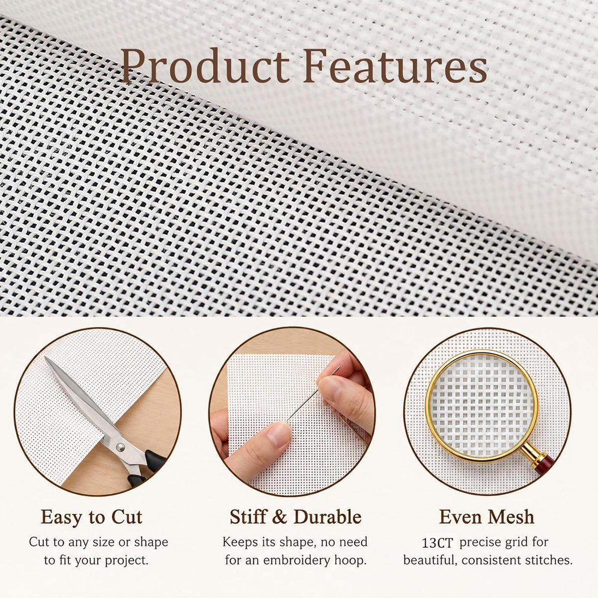 Zplontya 10 Pack Blank Needlepoint Canvas 10" x 10" Cotton Canvas 18