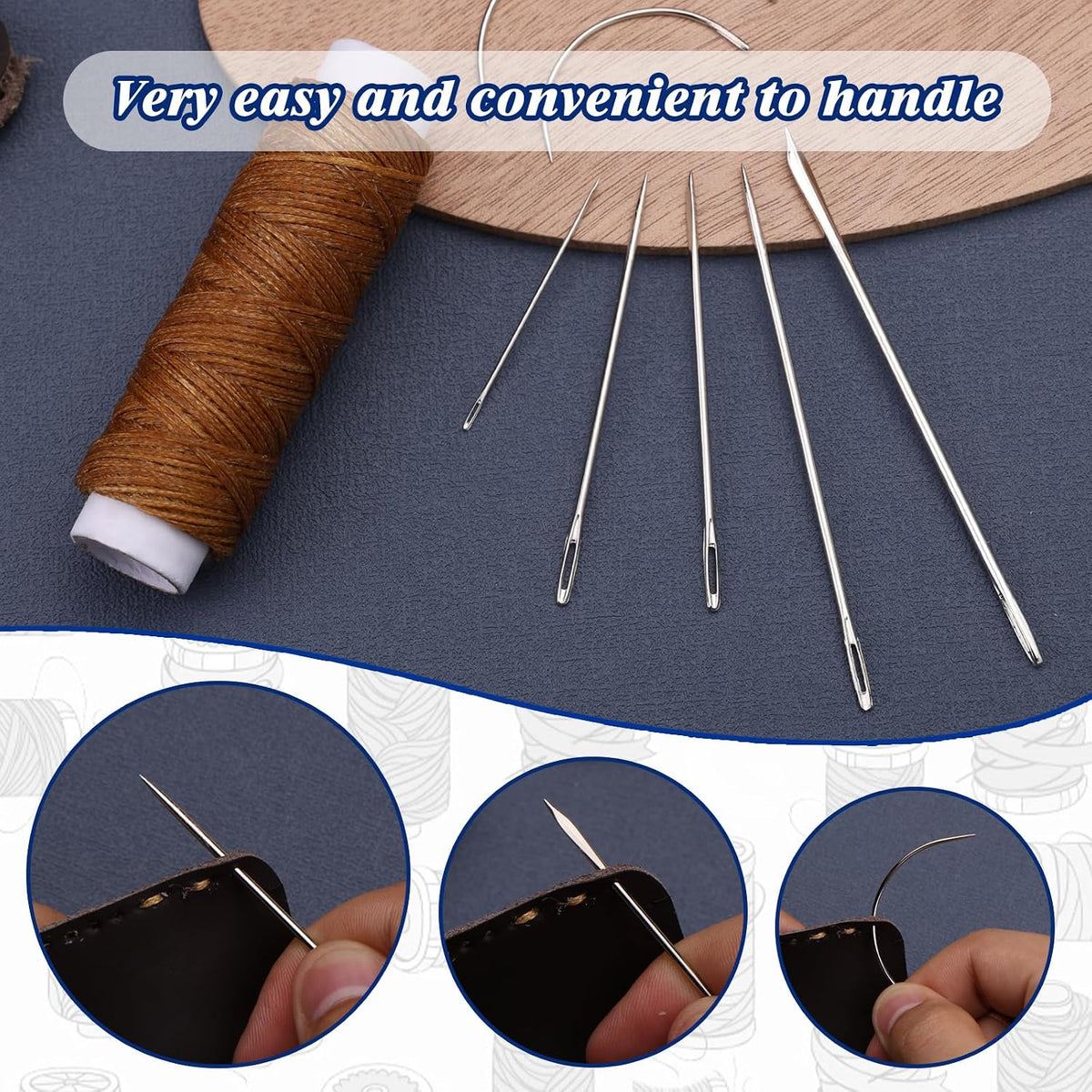 Waxed Thread, Upholstery Needle and Thread 32 Yards Medium Brown