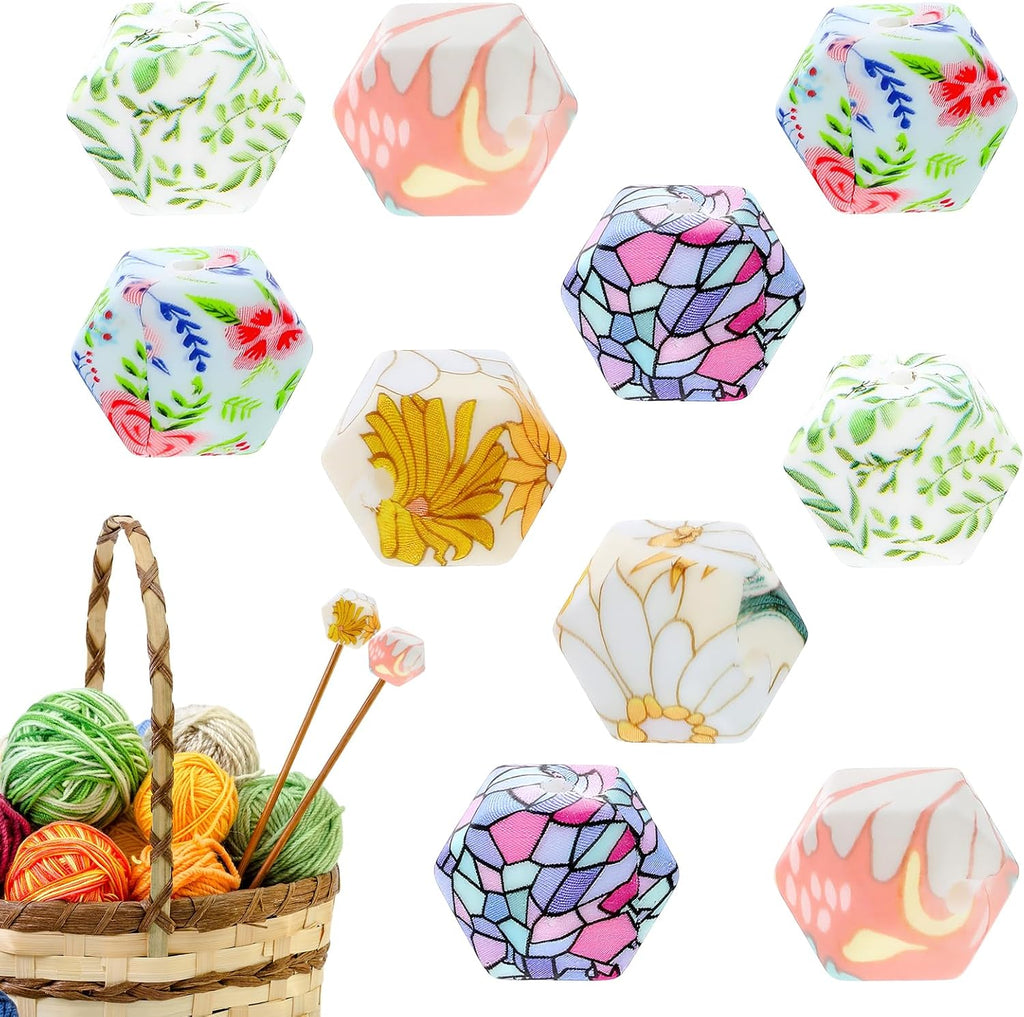 10Pcs Knitting Needle Stoppers, Floral Silicone Needle Point