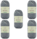 S Sensy Calinia-Mercerized Giza Cotton Amigurumi Yarn 5 Pack Gray