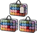 Clear Yarn Storage Bags with Zipper & Handles, 16x12x4 Inches, 3 Pack