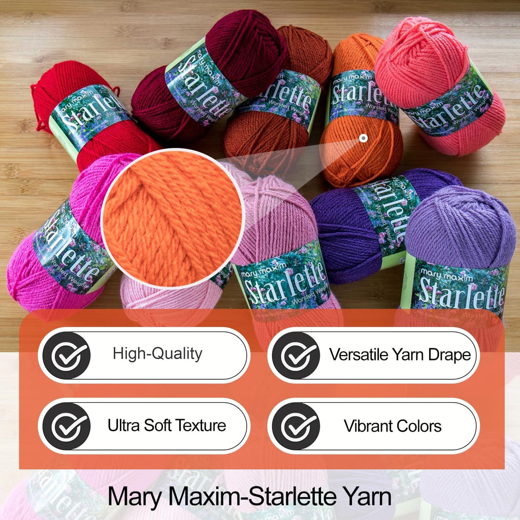 Mary Maxim Starlette Yarn, Soft Acrylic Yarn, 3.5 OZ 180 Yards Burnt