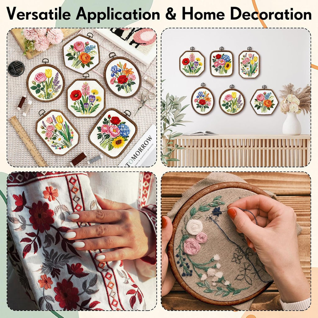 Qunclay 6 Pcs Large Embroidery Hoop Frame Decorative Imitated Wood