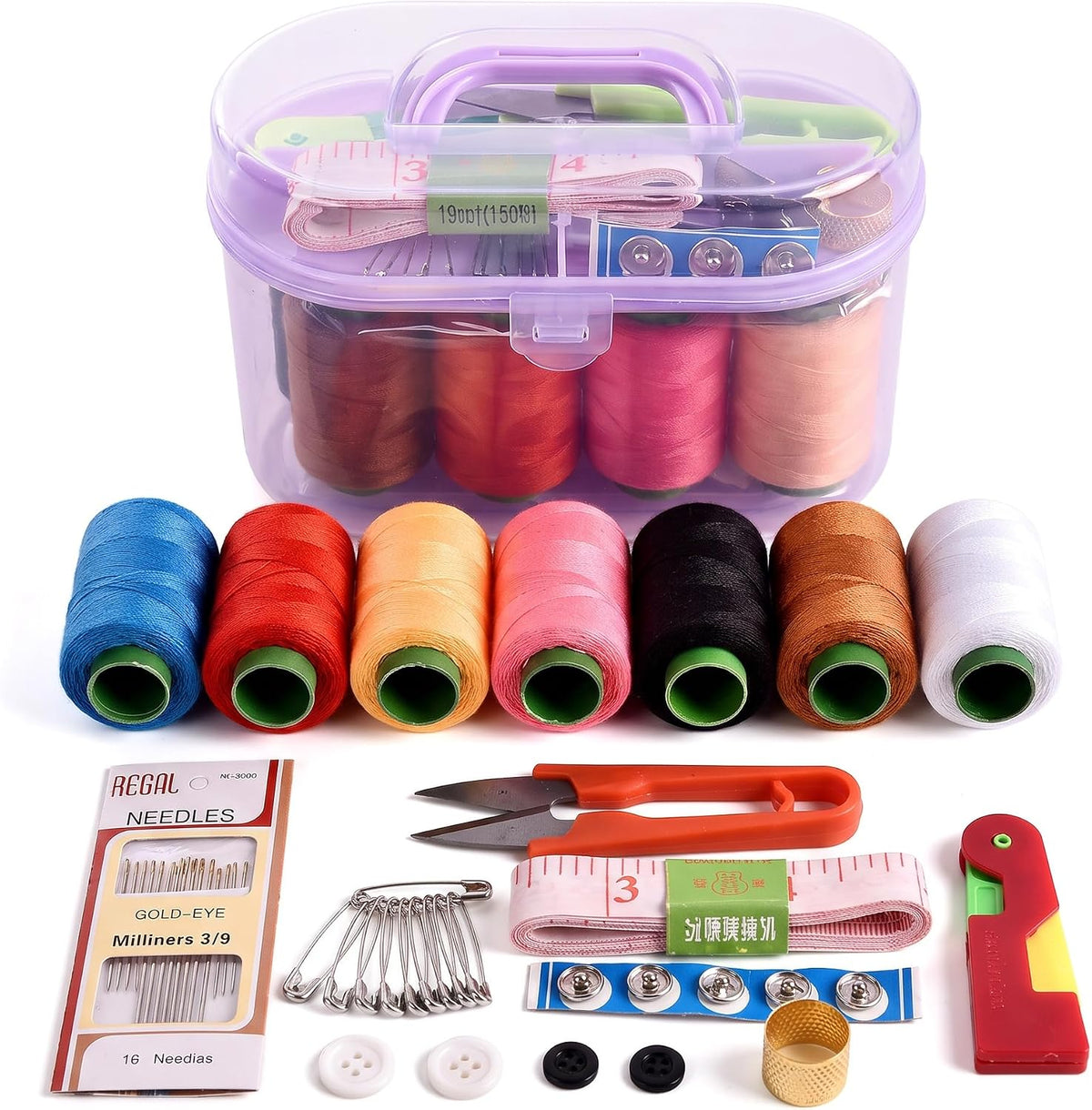TORMEN Sewing Kit with Needle and Thread, 10-Piece Large Storage Box