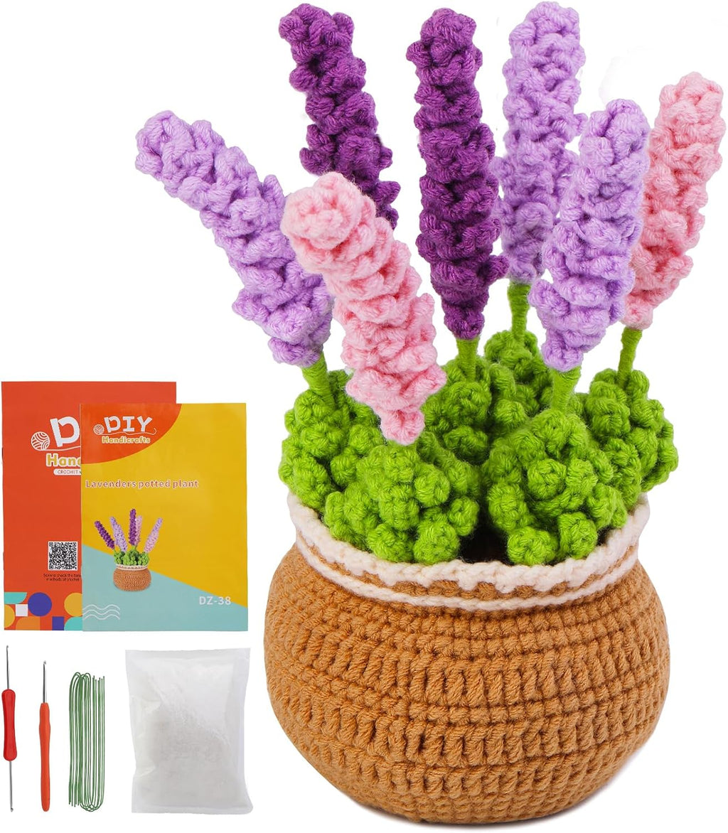 kgxulr Crochet Kit, Crochet Kit for Beginners Flowers, Purple Lavender