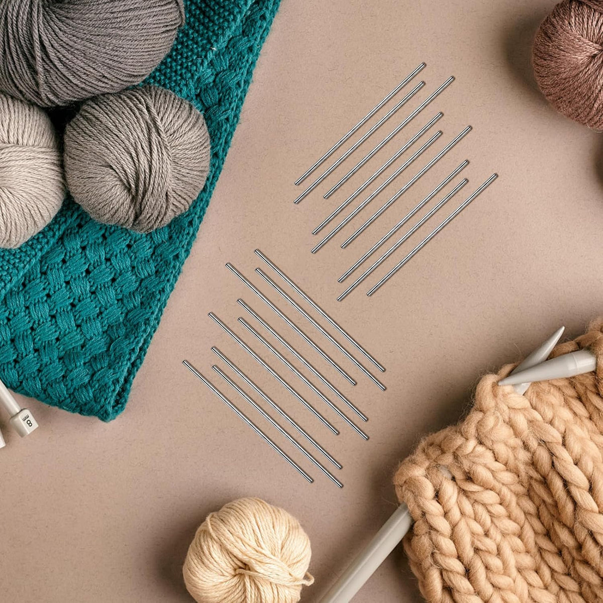 20pcs Crochet Blocking Pins, Round Rod Knitting Tool Accessory Set