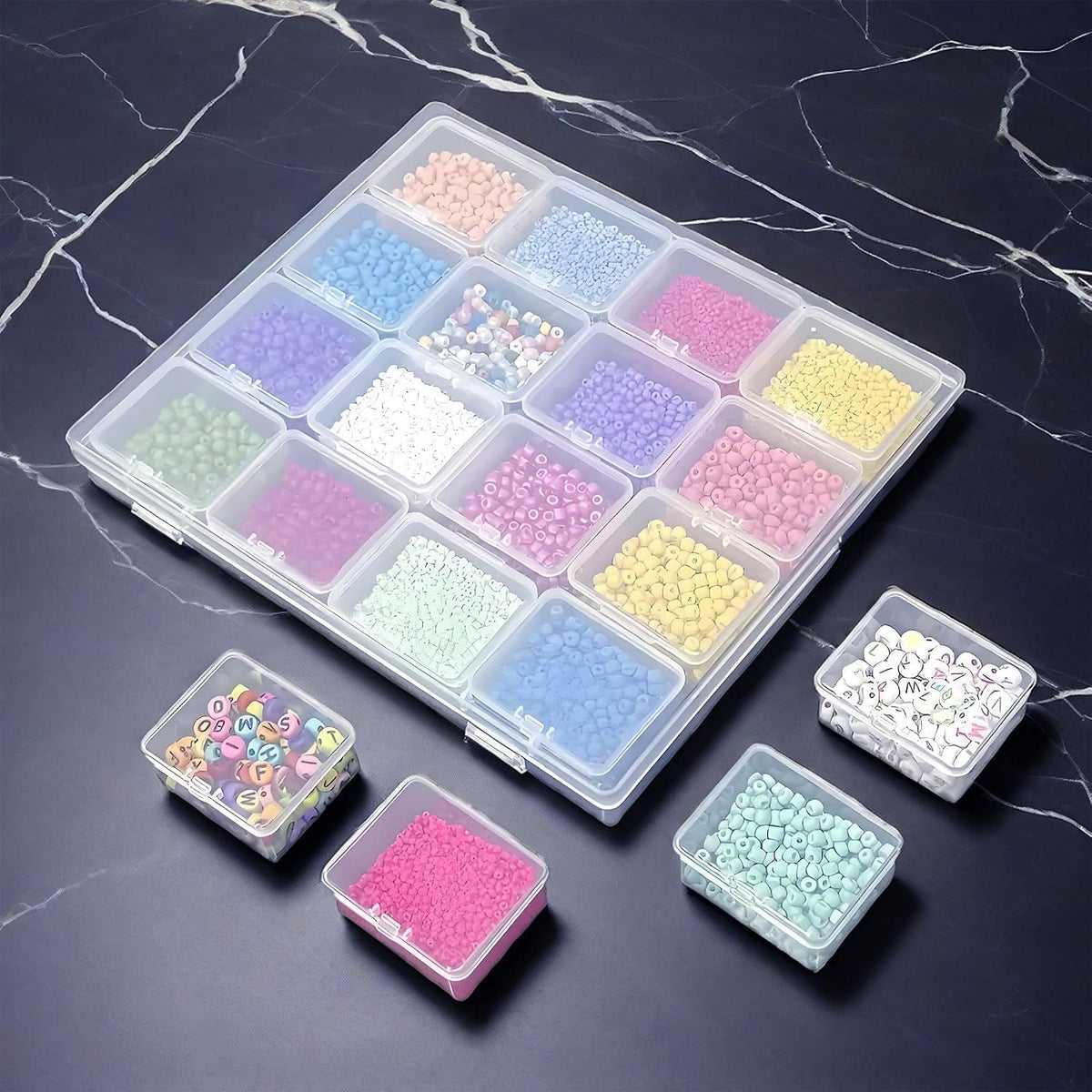 Large Bead Storage Box - 16 Grids Clear Organizer, 1 Pack,Portable for