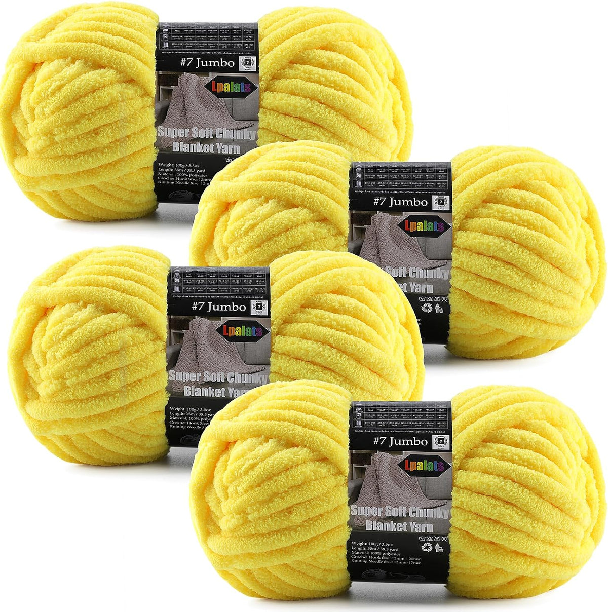 4-Pack Chunky Yarn for Crocheting Blankets & Big Projects