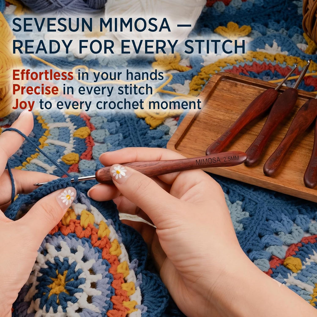 SEVENSUN Mimosa 0.6mm Single Crochet Hook, Available in 0.6mm-6.5mm