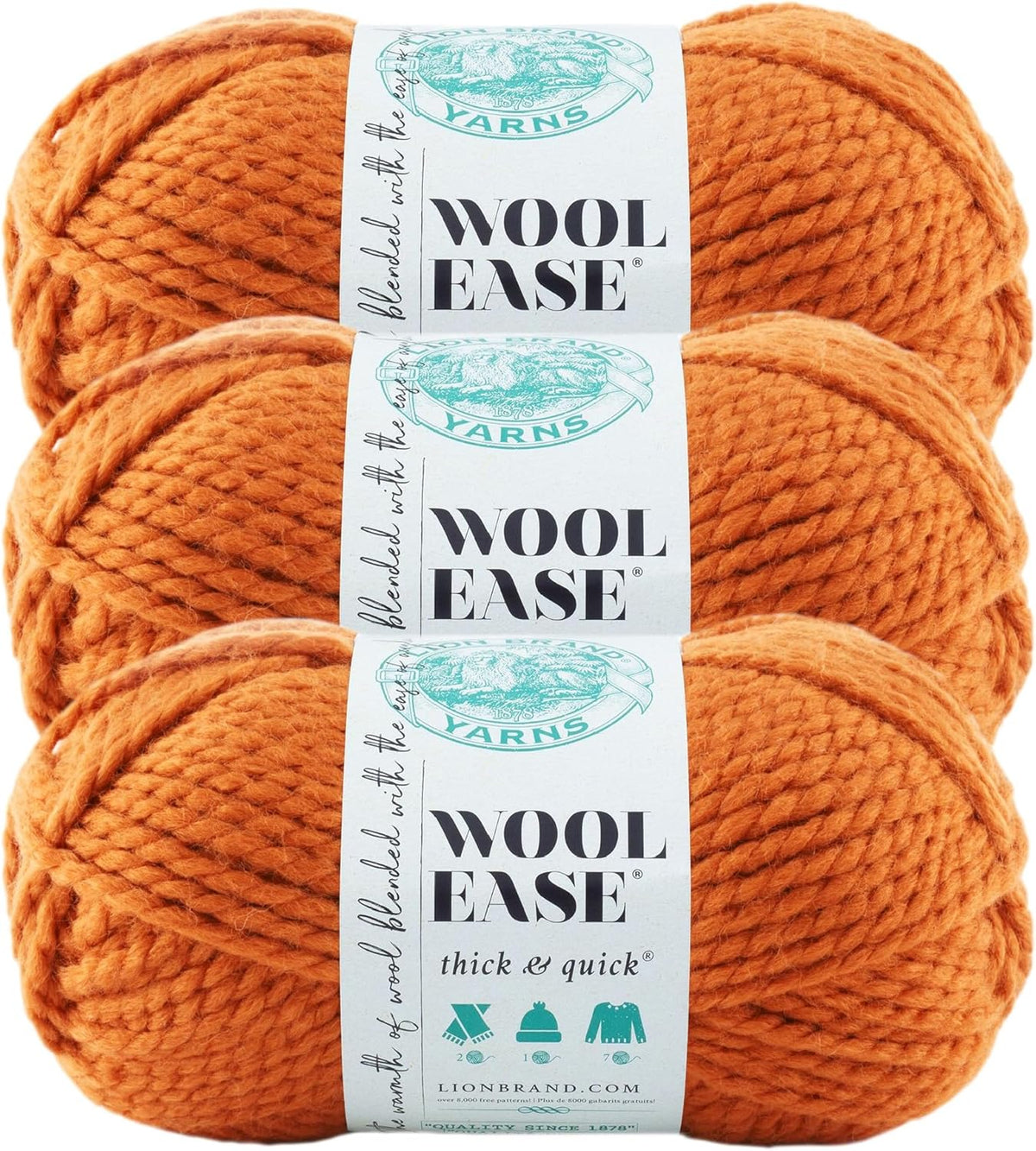 Lion Brand Yarn Wool-Ease Thick & Quick Yarn, Soft and Bulky Yarn for