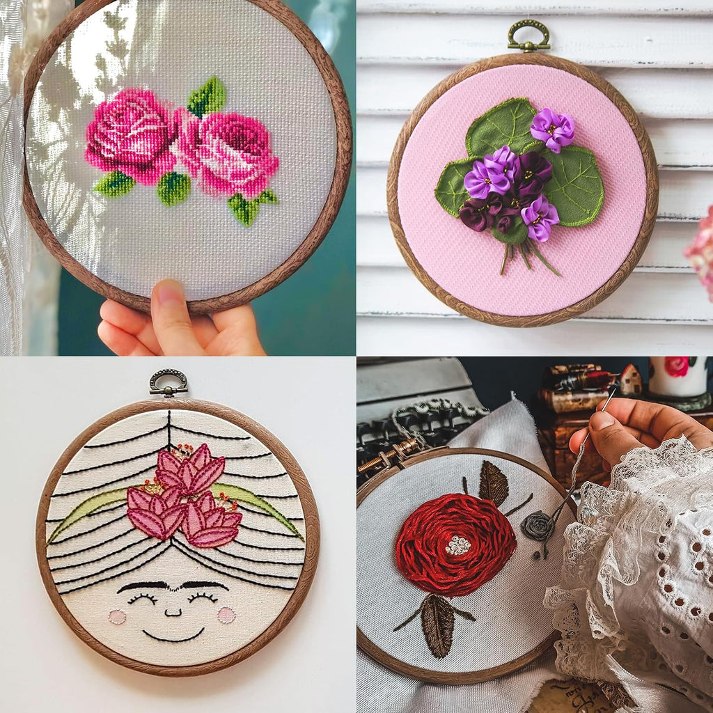 PATIKIL 10x7.1inch Embroidery Hoops, 5Pieces Imitated Wood Oval Frame