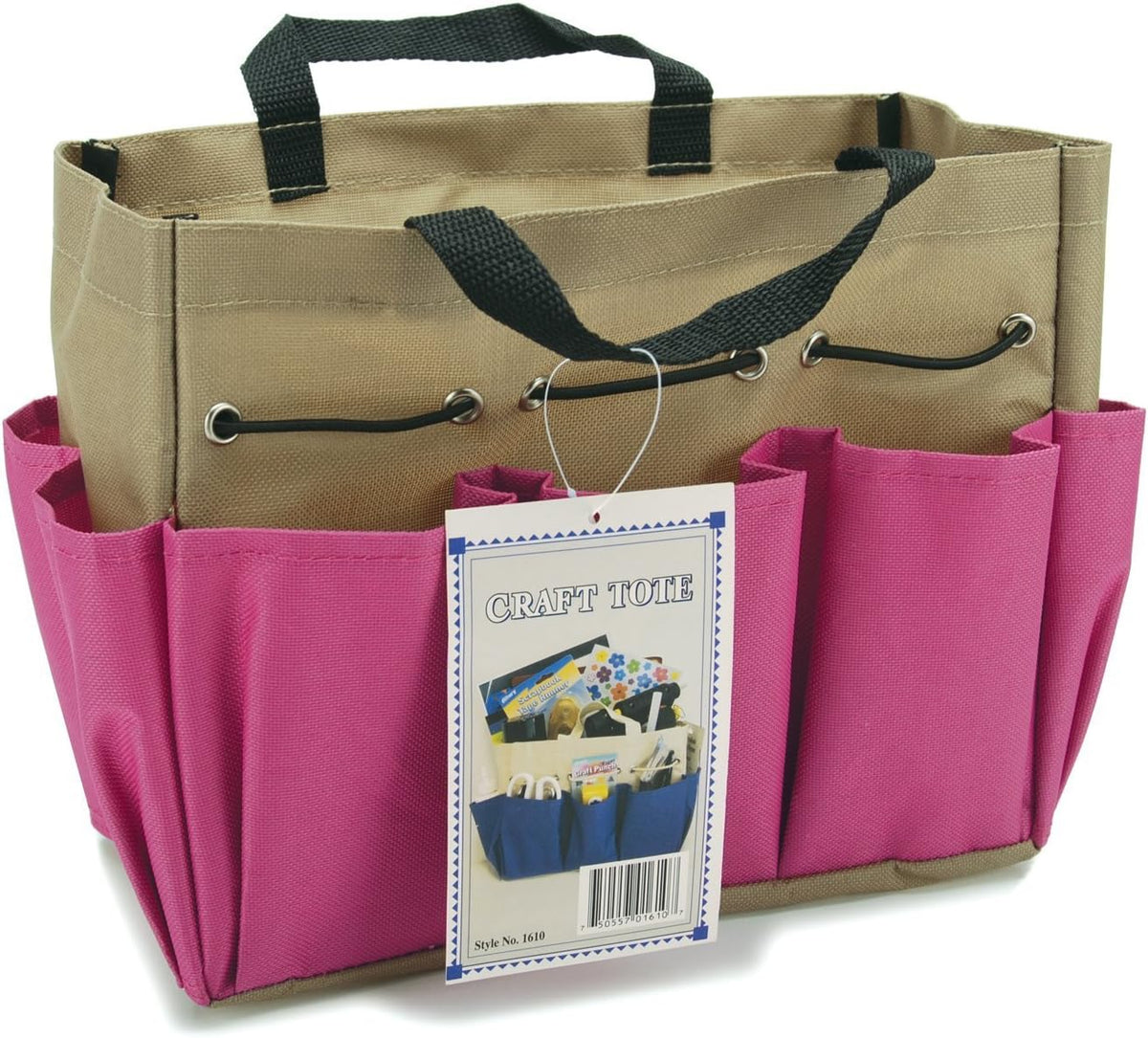 Allary Project Tote 9-1/2 Inch by 8-1/2 Inch by 5 Inch, Pink/Khaki