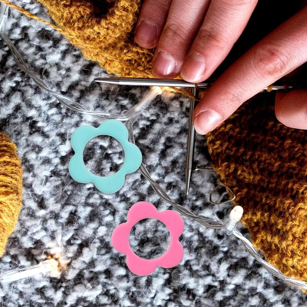 Knitting Stitch Markers Rings for DIY Crafters with Wooden Storage Box