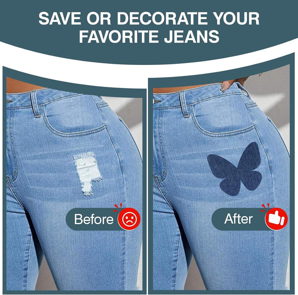 50 PCS 5 Colors Iron on Denim Patches for Inside Jeans,3.8" by 5" Iron