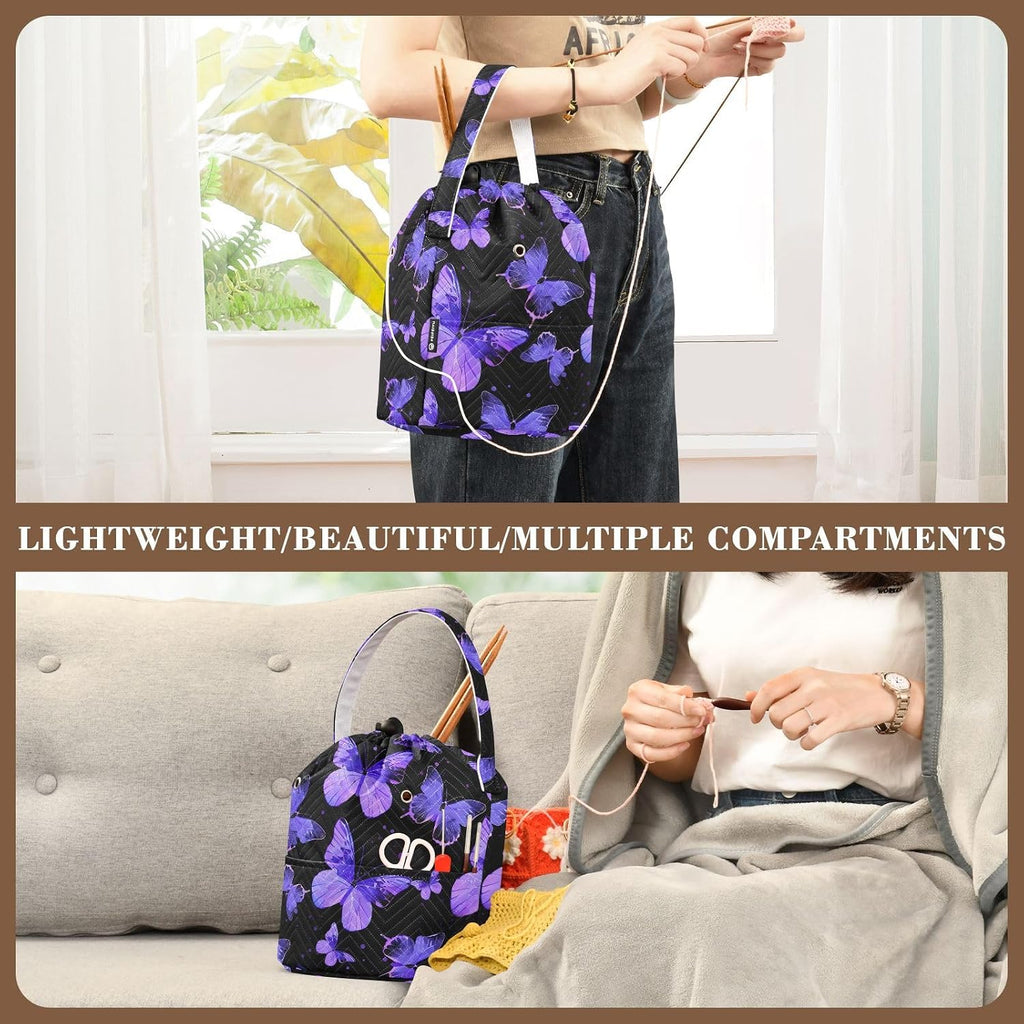 Fustylead Hand Draw Purple Butterflies Silhouette Large Crochet