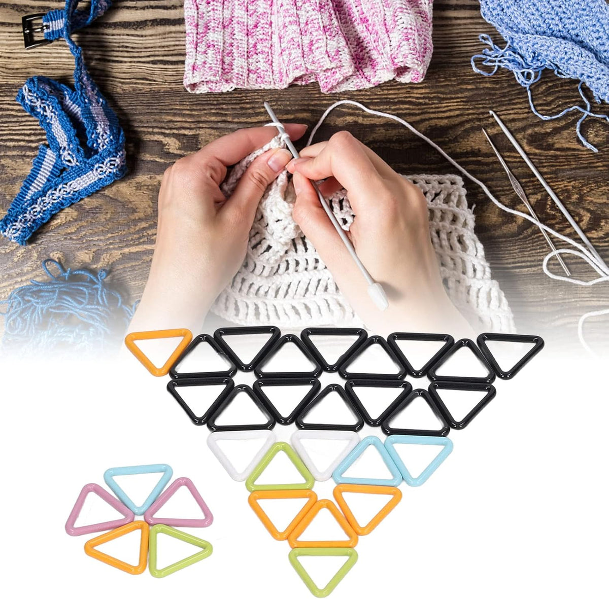 Geometric Stitch Markers, Metal Crochet Knitting Locking Clips Bright