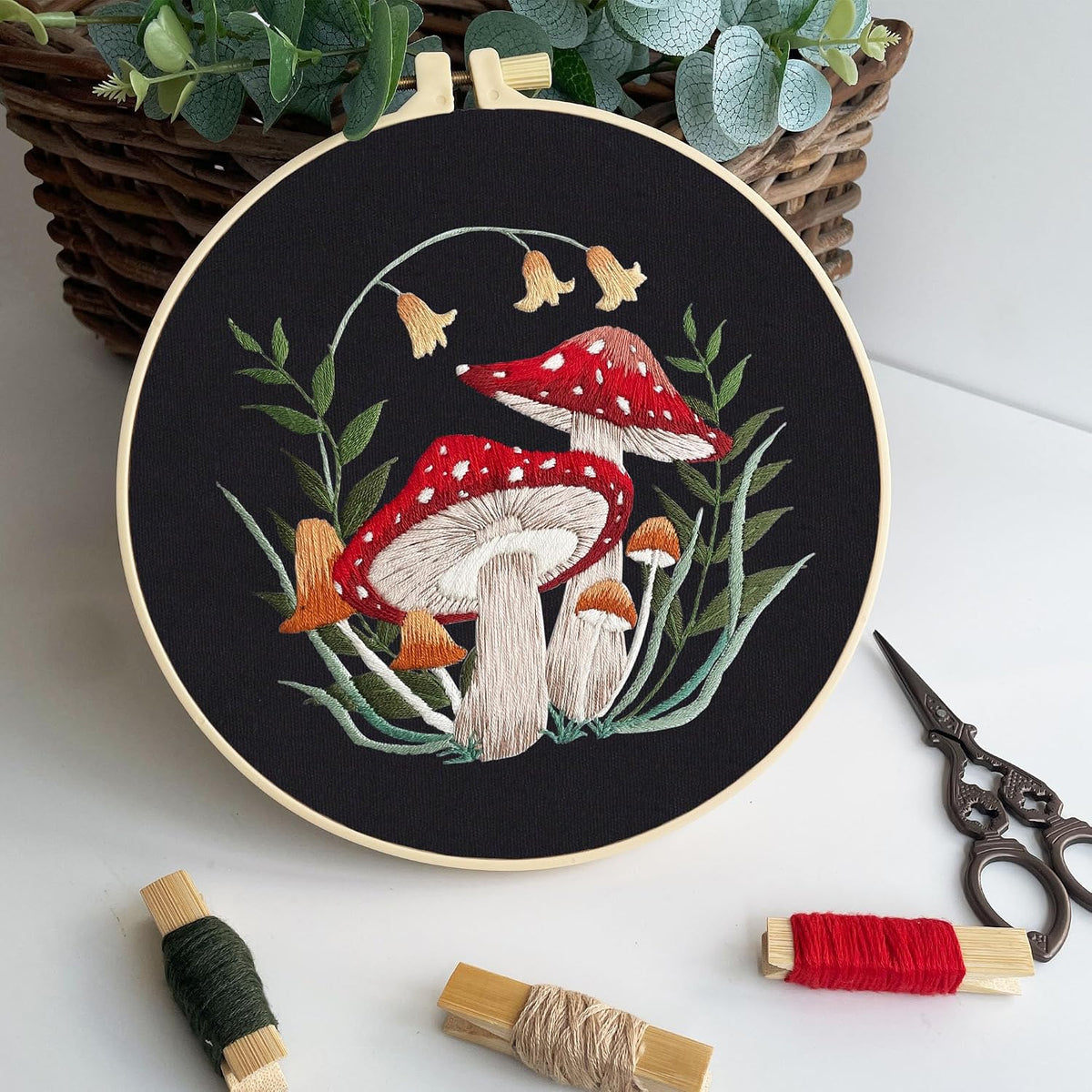 Myfelicity 3 Sets Mushroom Embroidery kit, Adult Beginner DIY Needle