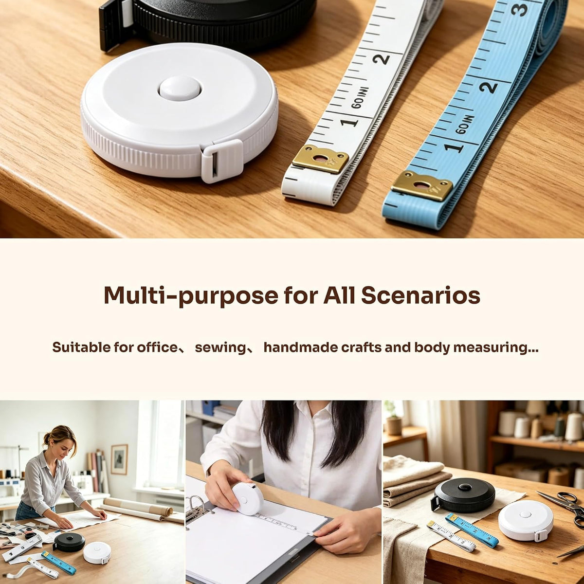 Soft Tape Measure 4 Pack 60" Body Measuring Retractable Cloth Sewing