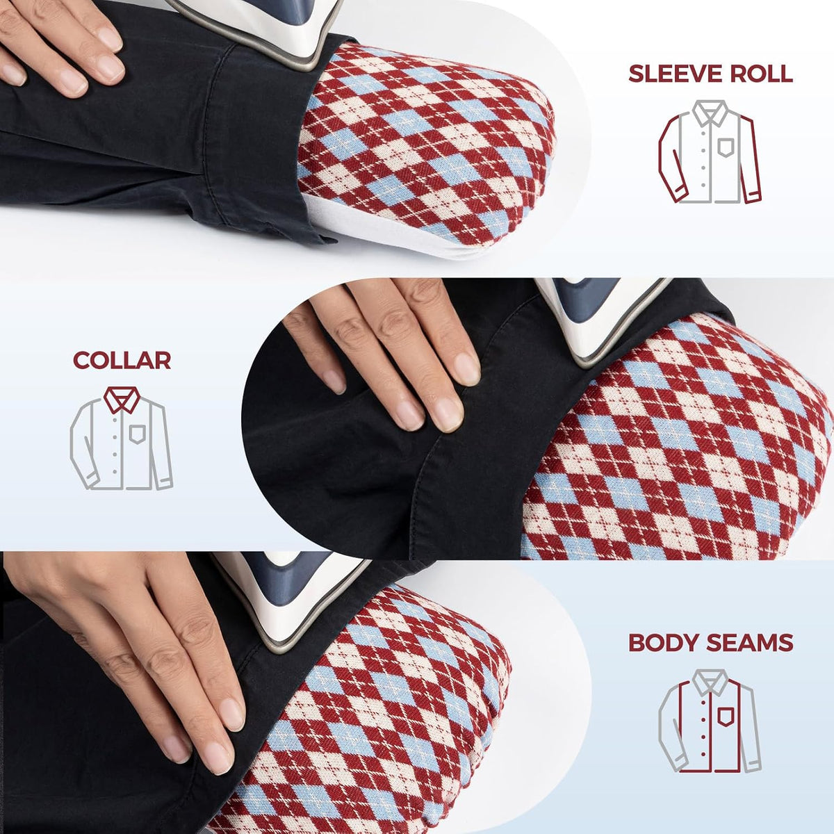 LAZYSEAL Tailor's Ham, 2 Pack, Blue and Red