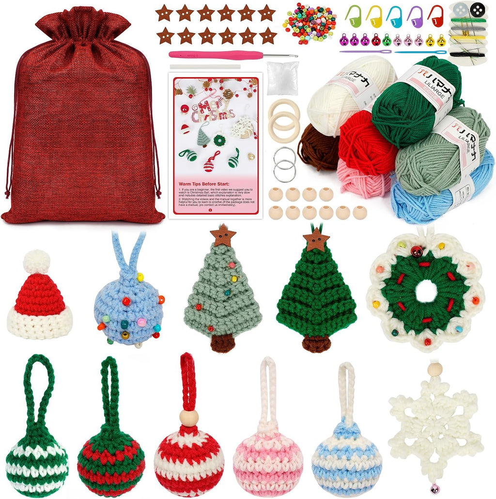 Uhapeer Christmas Crochet Kit for Beginners, 11-Pack Crochet