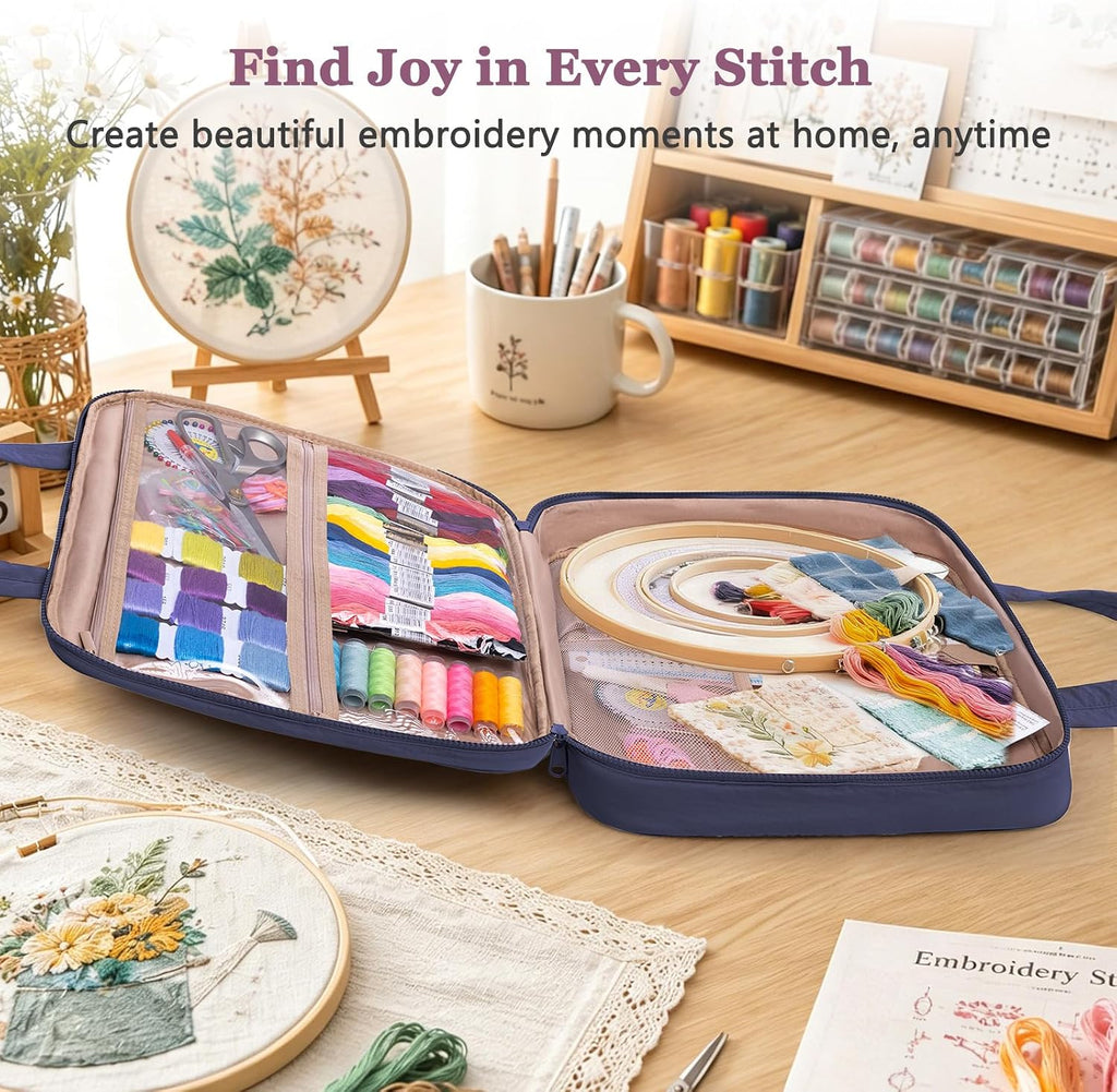MYBAGZING Embroidery Bag Organizer,Cross Stitch Project Bag w/Hoop