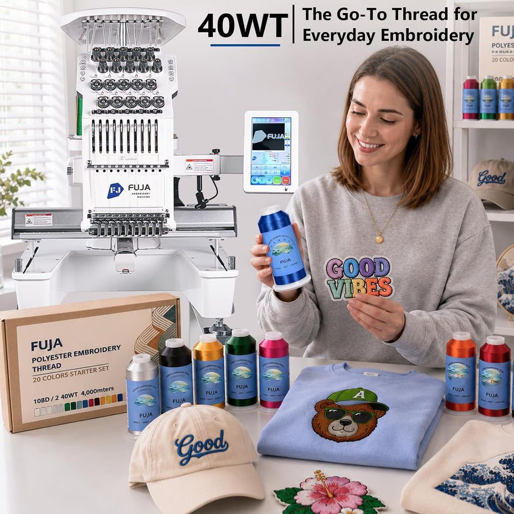 FUJA 20 Basic Colors 4000M Huge Spool Polyester Embroidery Machine