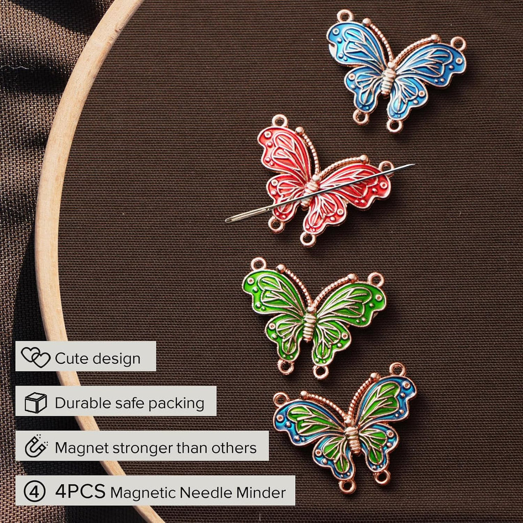 4pcs Cute Butterfly Cartoon Magnetic Needle Keeper for Cross Stitch &