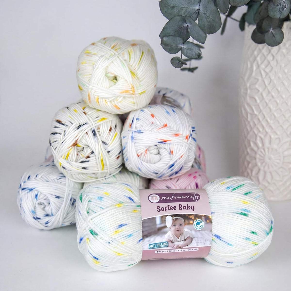 Softee Baby Yarn,%100 Premium Anti-Pilling Acrylic, 3.5 Oz, 273 yd