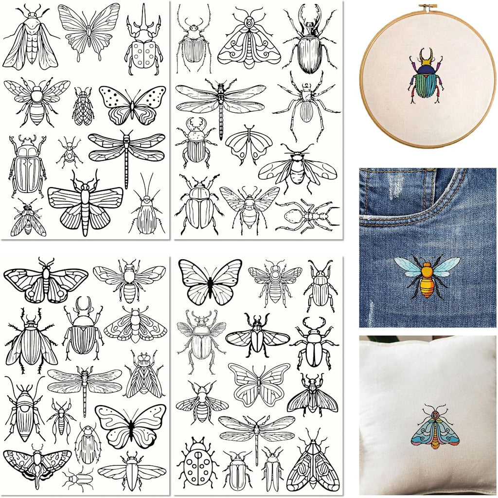 51Pcs Water Soluble Embroidery Designs Insect Embroidery Patterns