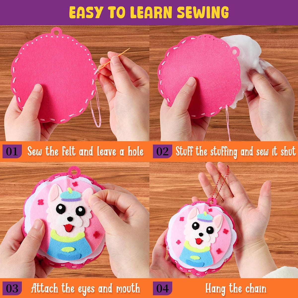 Toylink Dog Tag Sewing Kit for Kids Beginners, 12-in-1 Sew Your Own