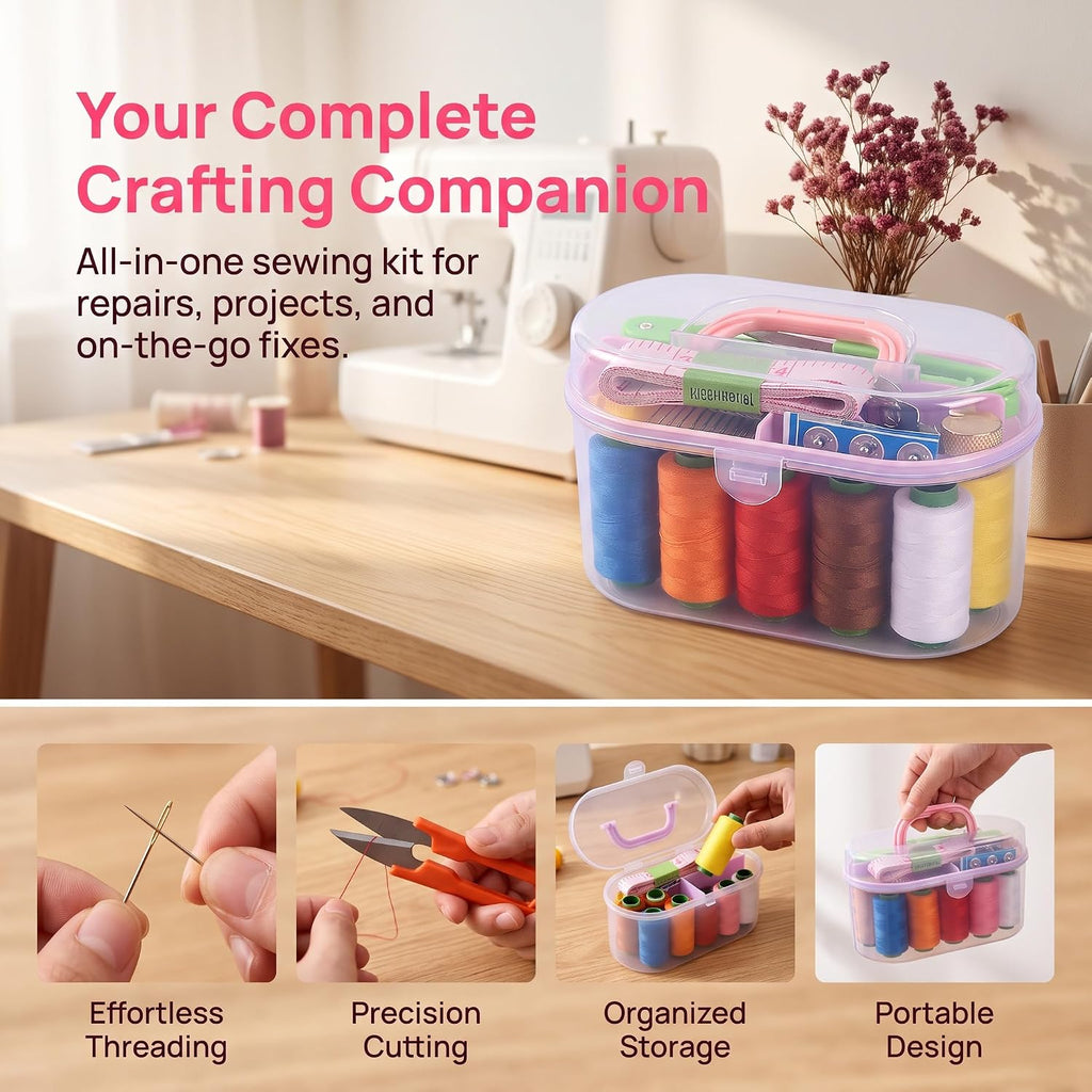 TORMEN Sewing Kit with Needle and Thread, 10-Piece Large Storage Box