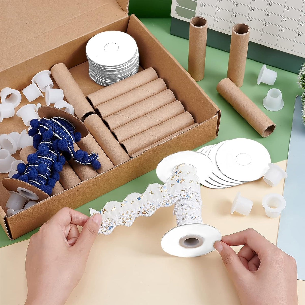 PH PandaHall 20pcs Ribbon Spools Removable Empty Cord Thread Storage