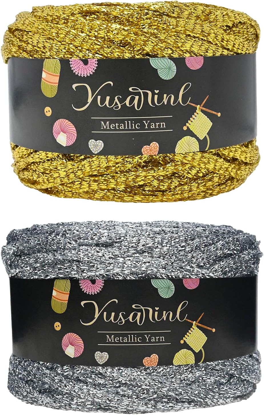 Metallic Gold&Sliver yarn,Sparkle Crochet Knitting Lurex Yarn,100g