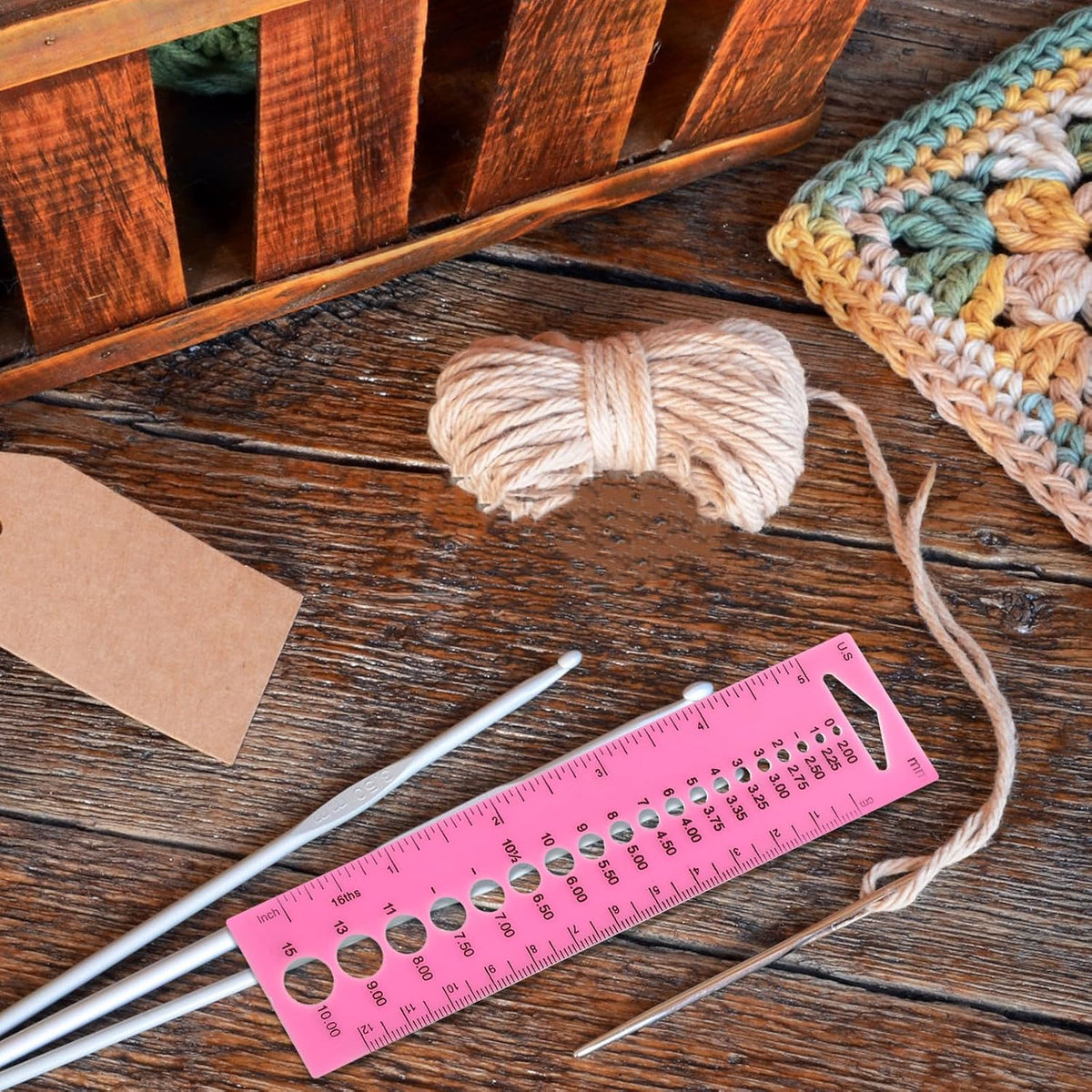 4pcs Knitting Needle Gauge Ruler for Crochet Hooks and Sweater Needles