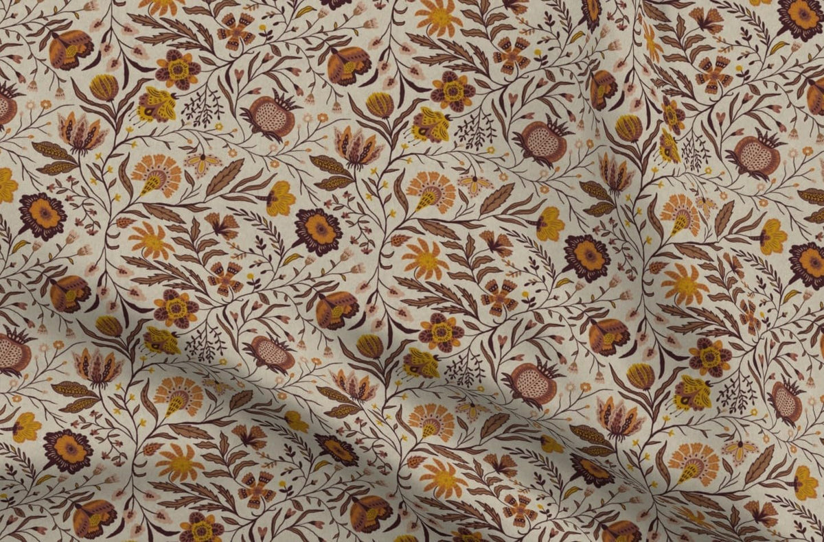 Spoonflower Fabric Bohemian Botanical Floral on Essex Linen