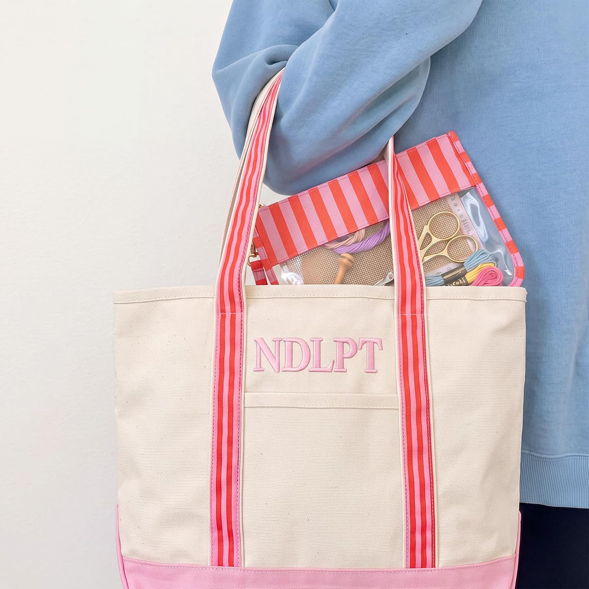 3 Pcs Needlepoint Canvas Project Bag Set Cross Stitch Craft Organizer