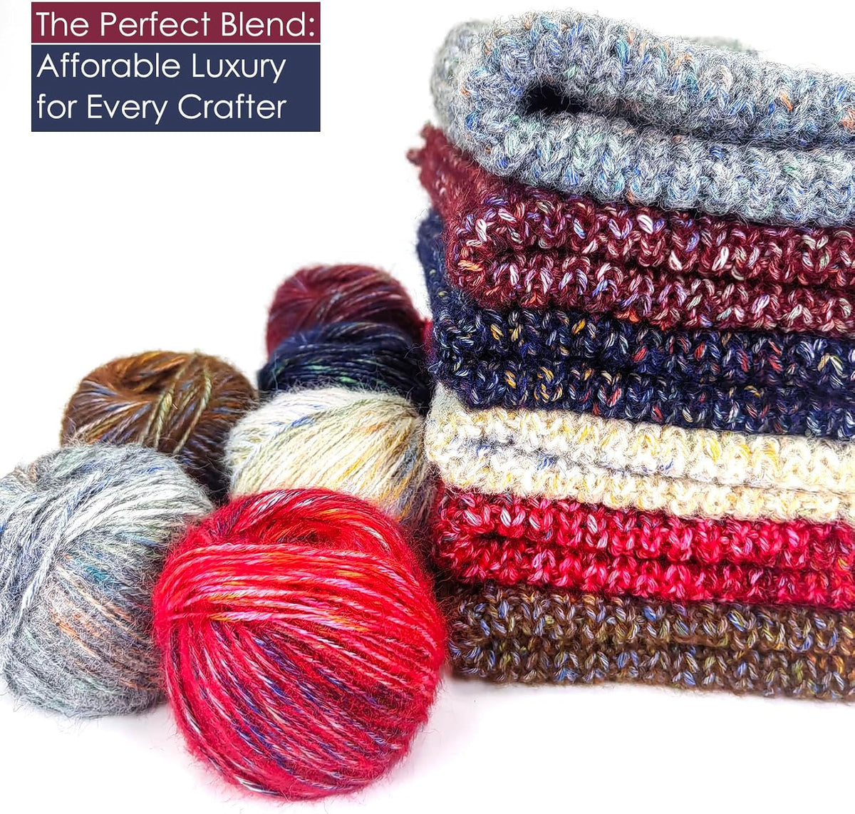 Luxury Variegated Wool Blended Yarn, 60% Polyester 20% Acrylic 10%