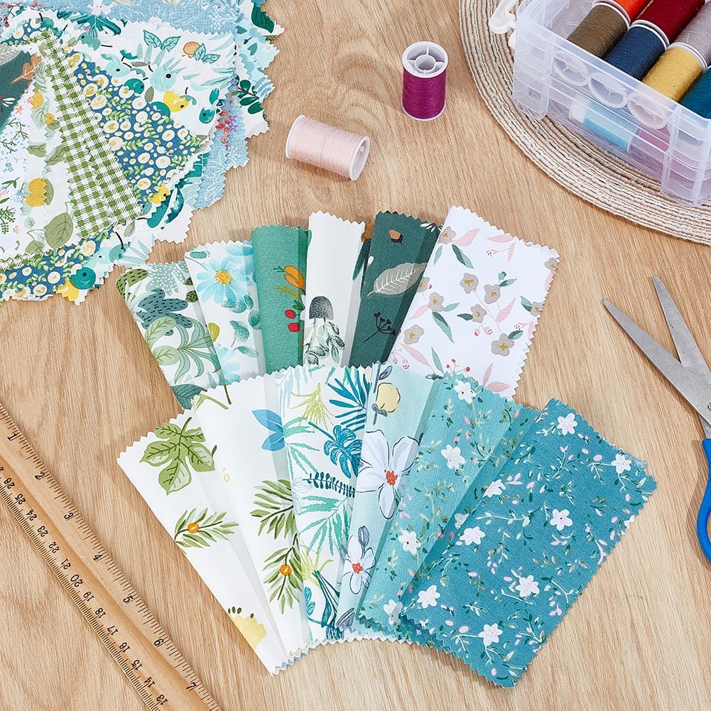 PH PandaHall 42pcs Floral Cotton Fabric Squares, 21 Styles 5x5 inch