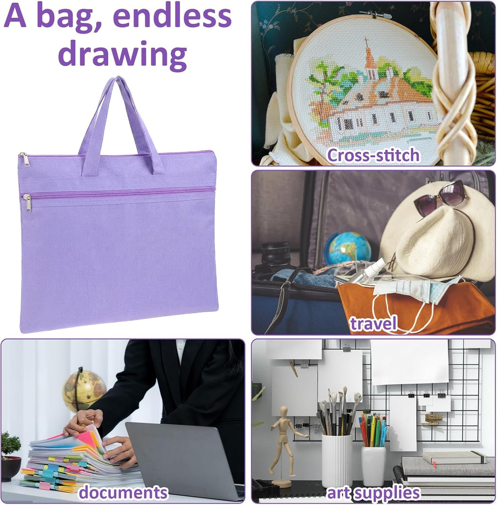 14.5x12 Inch Zippers Needlepoint Project Bag with Handle Reusable