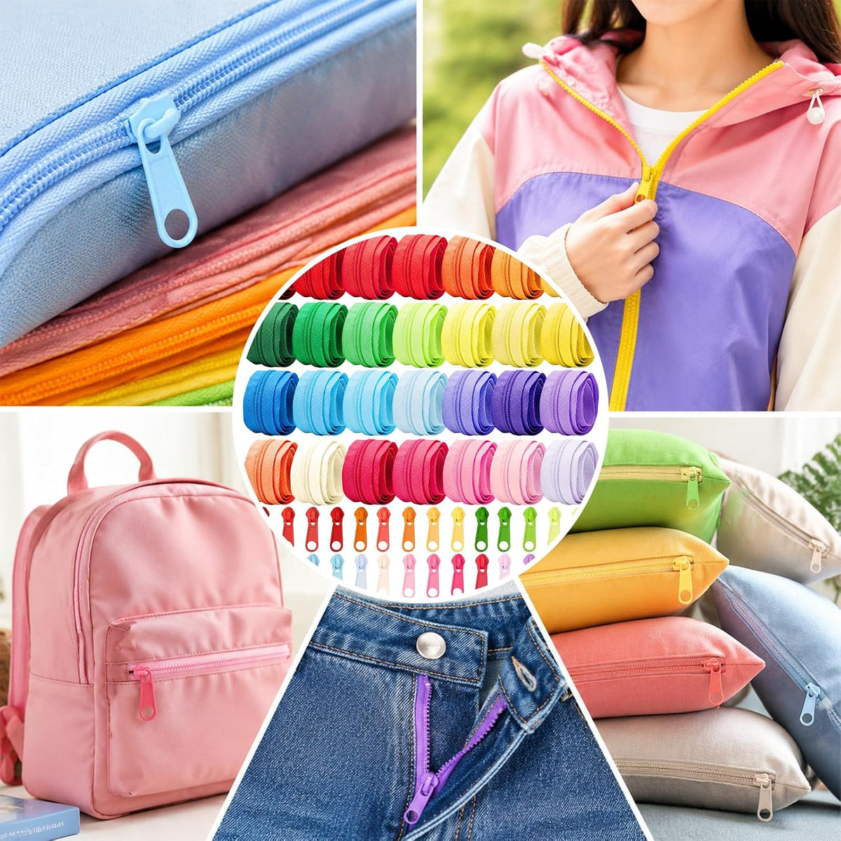 28 Rainbow Colors Zippers for Sewing #5 Nylon Coil Sewing Supplies
