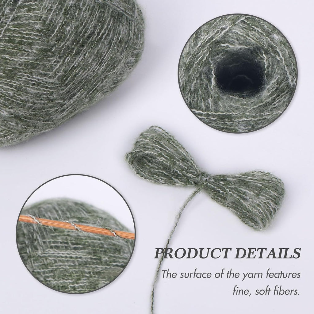 NICEEC 4 Skeins Colorful Pile Yarn- Olive
