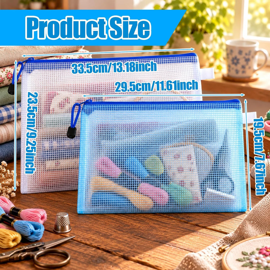 2 Pcs Needlepoint Project Bag Clear Mesh Zipper Pouch Bags Organizer