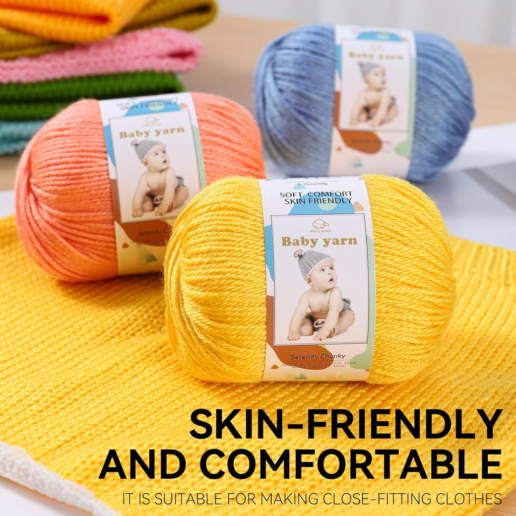 Baby Knitted Yarn - Merino Wool 10%, Cotton 40%, Nylon 50% Blended